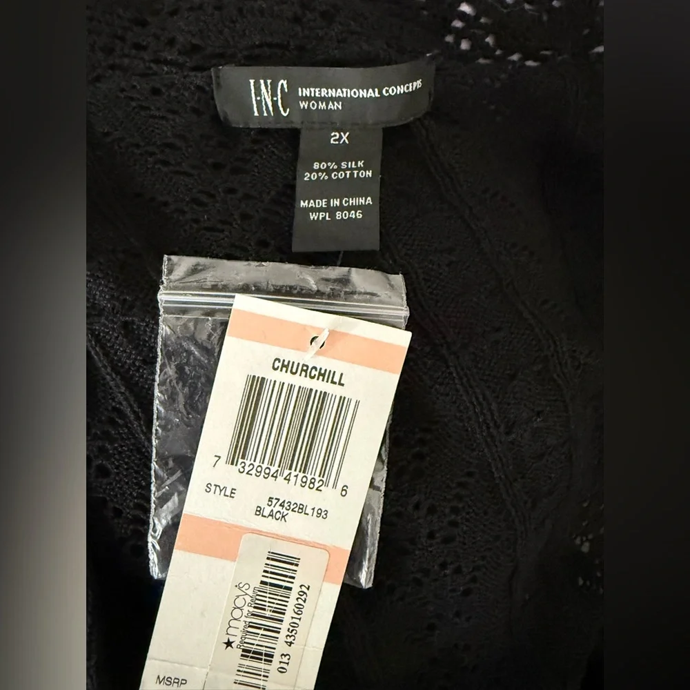 INC International Concepts Black Lace Cardigan - Picture 6 of 6